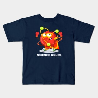 Superhero atom character SCIENCE rules Kids T-Shirt